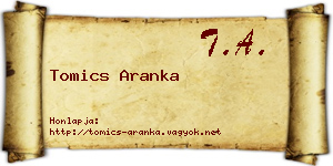 Tomics Aranka névjegykártya